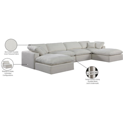 Comfy Cream Linen Textured Fabric Modular Sectional