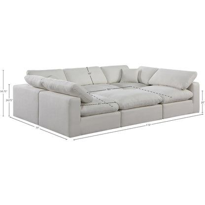 Comfy Cream Linen Textured Fabric Modular Sectional