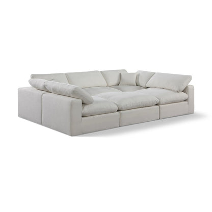 Comfy Cream Linen Textured Fabric Modular Sectional