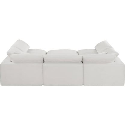 Comfy Cream Linen Textured Fabric Modular Sectional