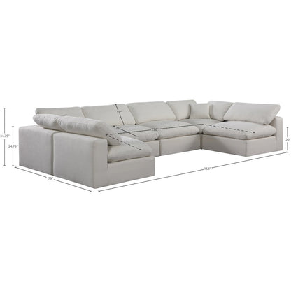 Comfy Cream Linen Textured Fabric Modular Sectional