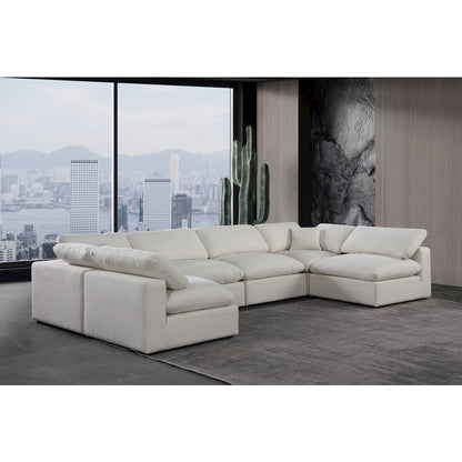 Comfy Cream Linen Textured Fabric Modular Sectional