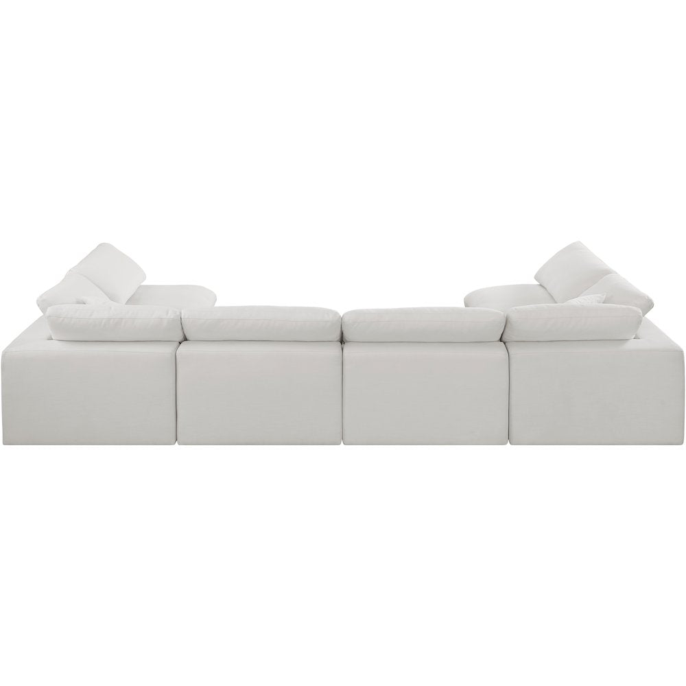 Comfy Cream Linen Textured Fabric Modular Sectional