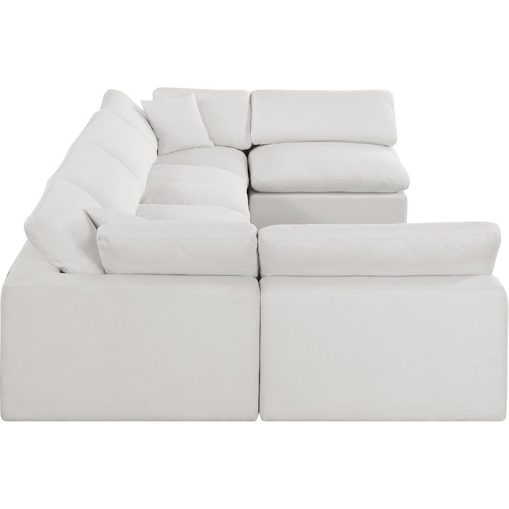 Comfy Cream Linen Textured Fabric Modular Sectional