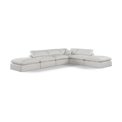 Comfy Cream Linen Textured Fabric Modular Sectional