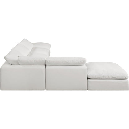 Comfy Cream Linen Textured Fabric Modular Sectional