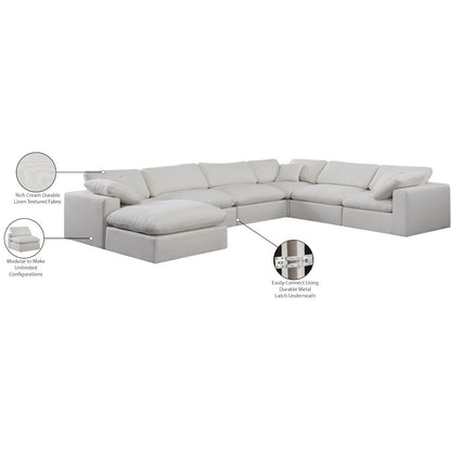 Comfy Cream Linen Textured Fabric Modular Sectional