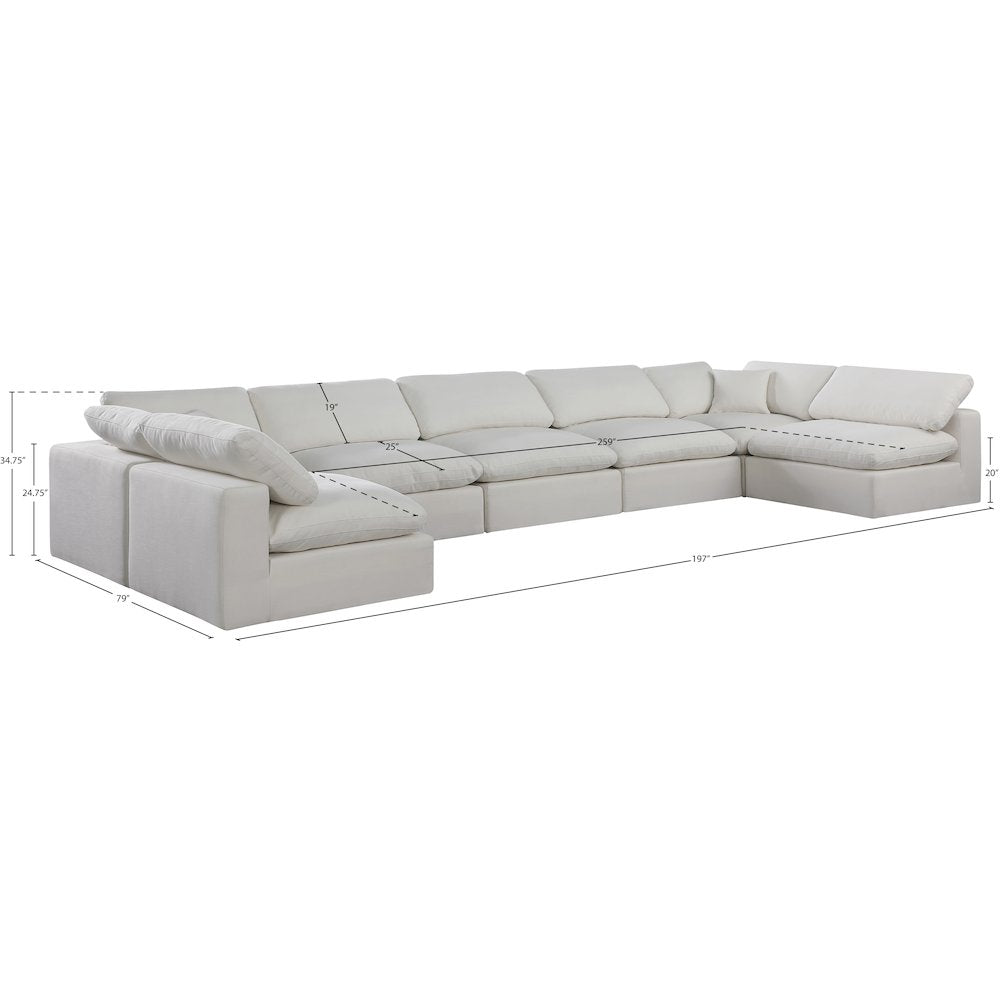 Comfy Cream Linen Textured Fabric Modular Sectional