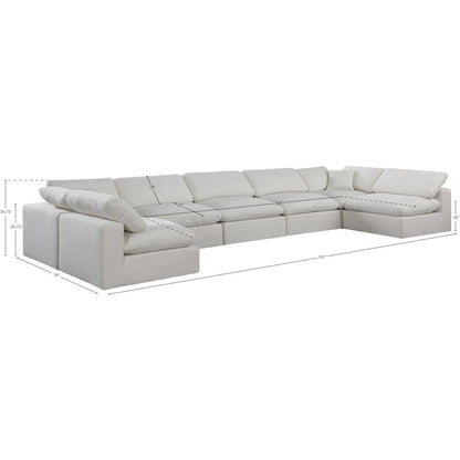 Comfy Cream Linen Textured Fabric Modular Sectional