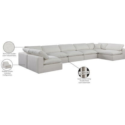 Comfy Cream Linen Textured Fabric Modular Sectional