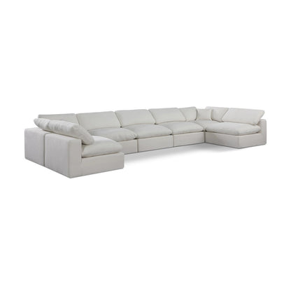 Comfy Cream Linen Textured Fabric Modular Sectional
