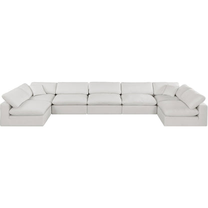 Comfy Cream Linen Textured Fabric Modular Sectional