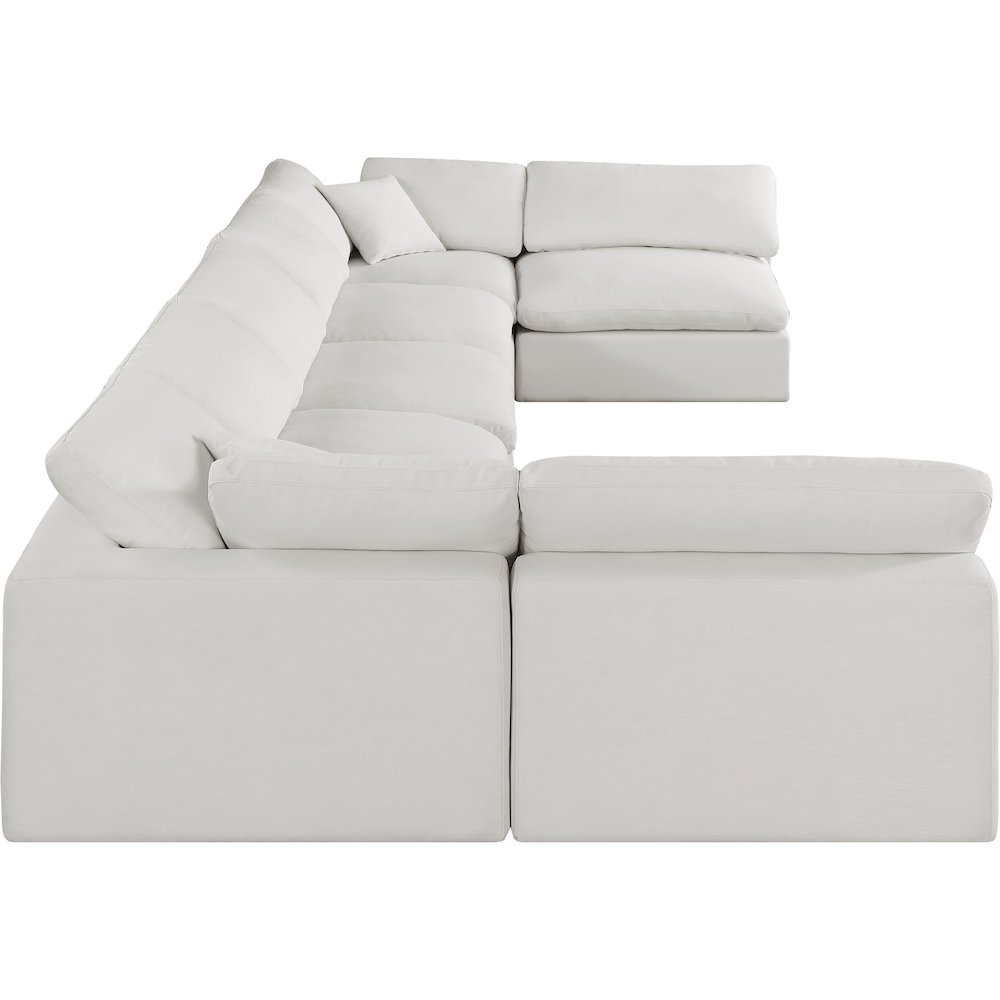 Comfy Cream Linen Textured Fabric Modular Sectional