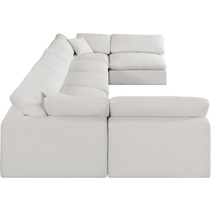 Comfy Cream Linen Textured Fabric Modular Sectional