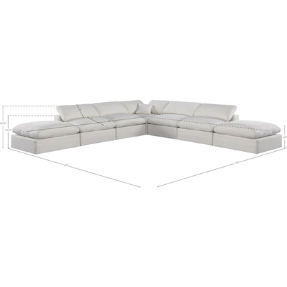 Comfy Cream Linen Textured Fabric Modular Sectional