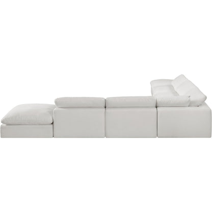 Comfy Cream Linen Textured Fabric Modular Sectional