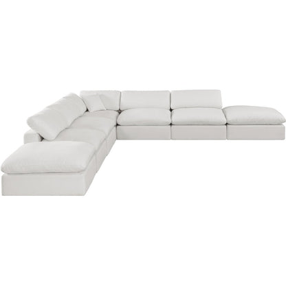 Comfy Cream Linen Textured Fabric Modular Sectional