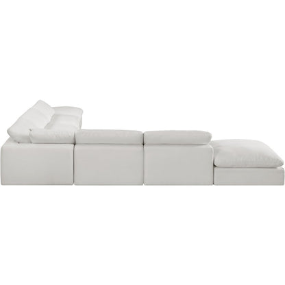 Comfy Cream Linen Textured Fabric Modular Sectional