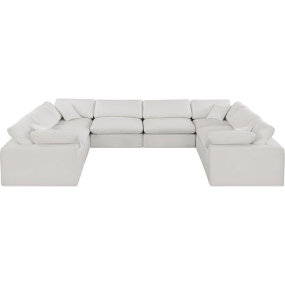 Comfy Cream Linen Textured Fabric Modular Sectional
