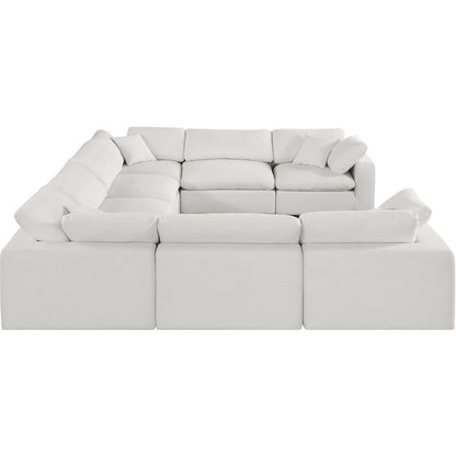 Comfy Cream Linen Textured Fabric Modular Sectional