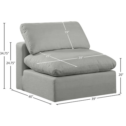 Comfy Grey Linen Textured Fabric Modular Armless Chair