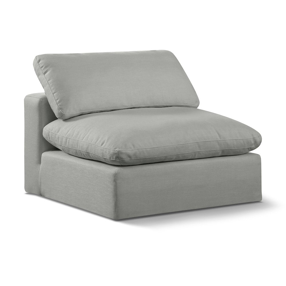 Comfy Grey Linen Textured Fabric Modular Armless Chair