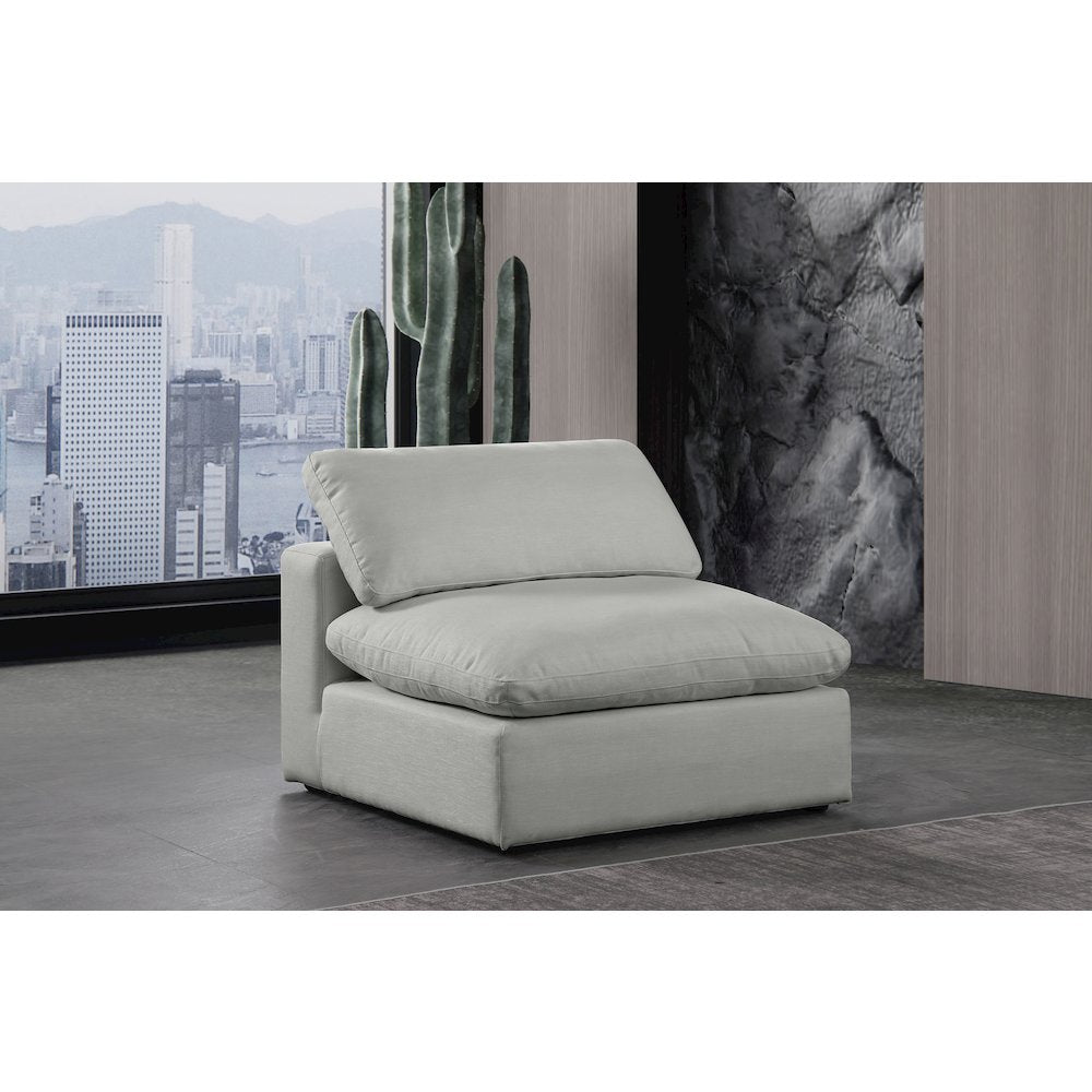 Comfy Grey Linen Textured Fabric Modular Armless Chair