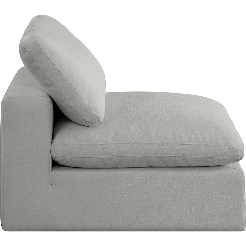 Comfy Grey Linen Textured Fabric Modular Armless Chair