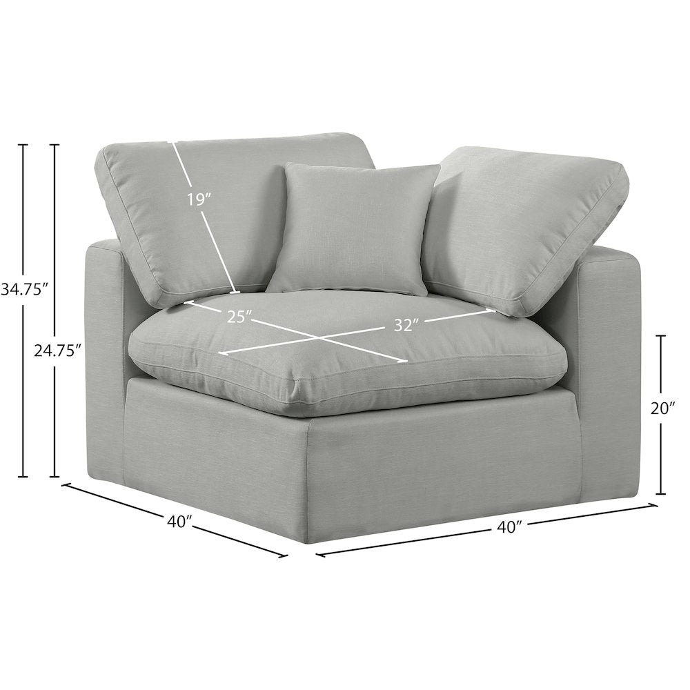 Comfy Grey Linen Textured Fabric Modular Corner Chair