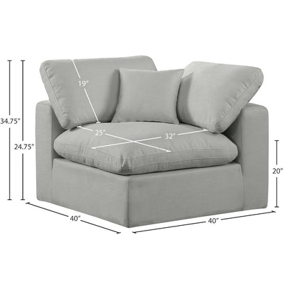 Comfy Grey Linen Textured Fabric Modular Corner Chair