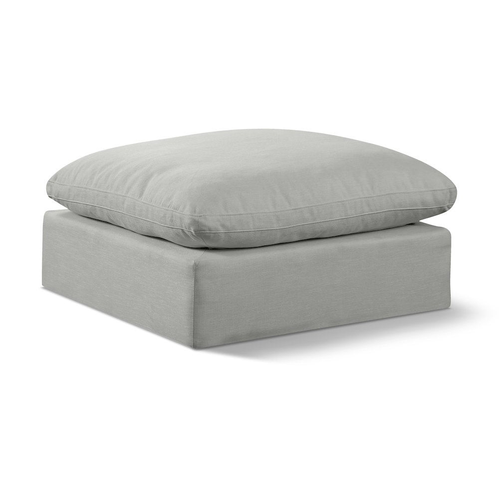 Comfy Grey Linen Textured Fabric Modular Ottoman