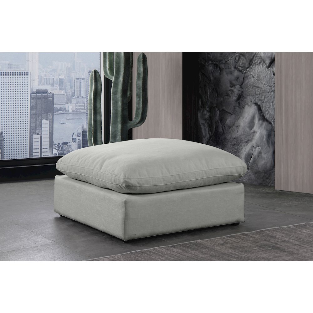 Comfy Grey Linen Textured Fabric Modular Ottoman