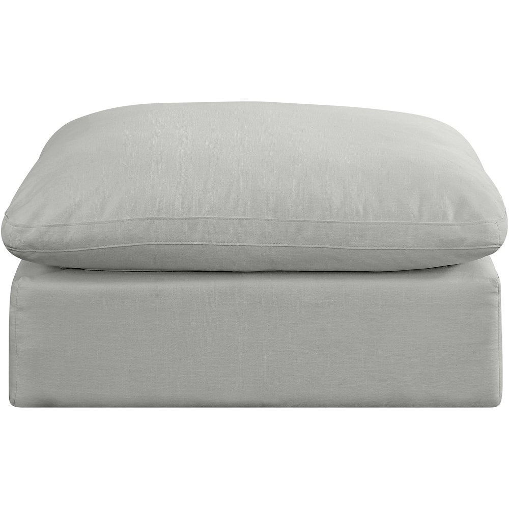 Comfy Grey Linen Textured Fabric Modular Ottoman