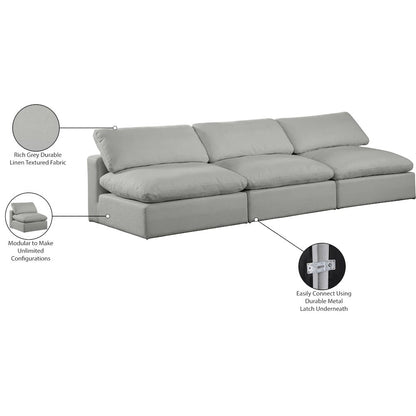 Comfy Grey Linen Textured Fabric Modular Sofa