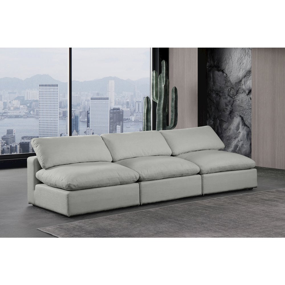 Comfy Grey Linen Textured Fabric Modular Sofa