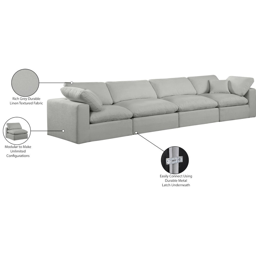 Comfy Grey Linen Textured Fabric Modular Sofa