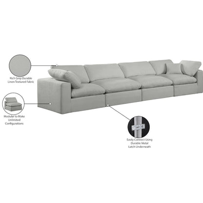 Comfy Grey Linen Textured Fabric Modular Sofa