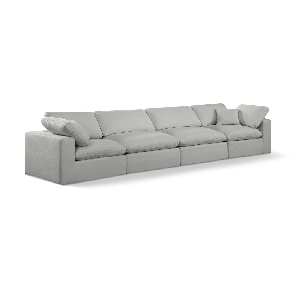 Comfy Grey Linen Textured Fabric Modular Sofa