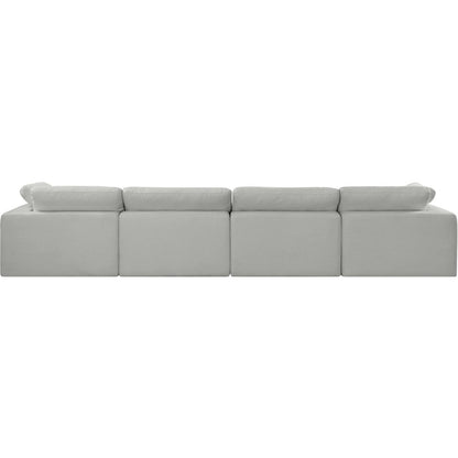 Comfy Grey Linen Textured Fabric Modular Sofa