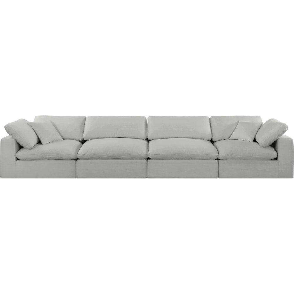 Comfy Grey Linen Textured Fabric Modular Sofa