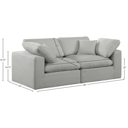 Comfy Grey Linen Textured Fabric Modular Sofa