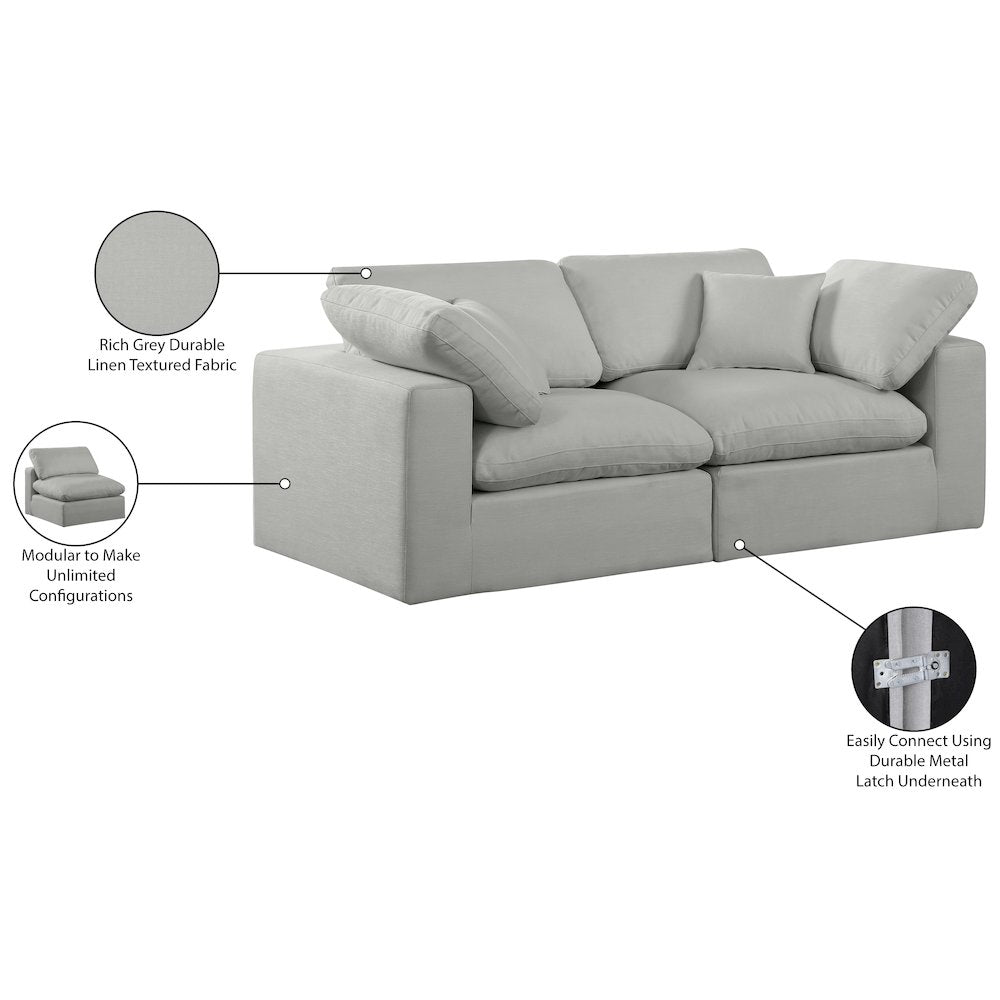 Comfy Grey Linen Textured Fabric Modular Sofa