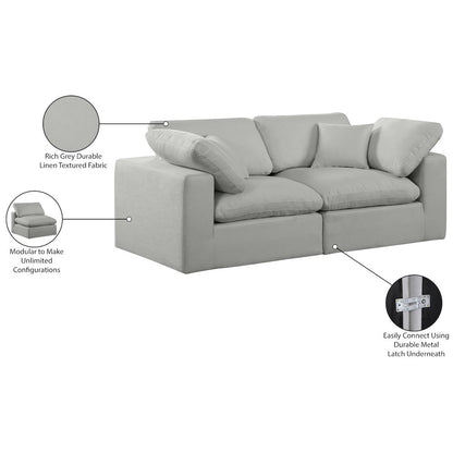 Comfy Grey Linen Textured Fabric Modular Sofa
