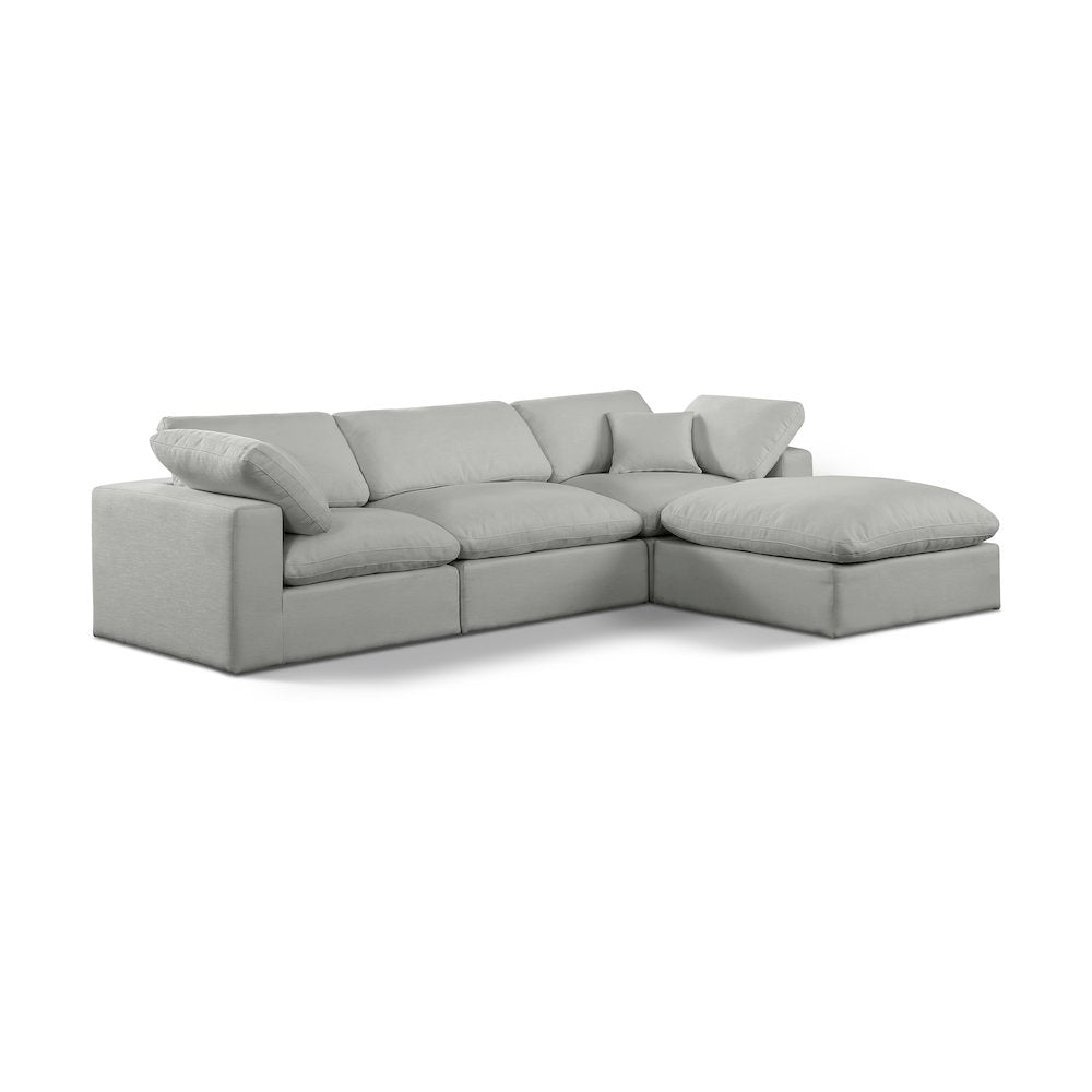 Comfy Grey Linen Textured Fabric Modular Sectional