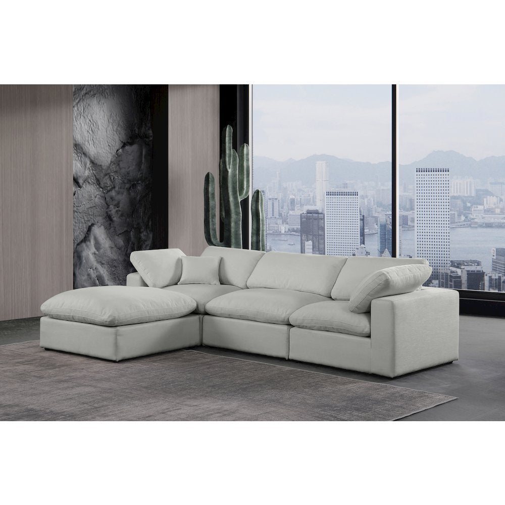 Comfy Grey Linen Textured Fabric Modular Sectional