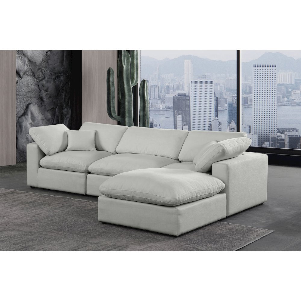 Comfy Grey Linen Textured Fabric Modular Sectional