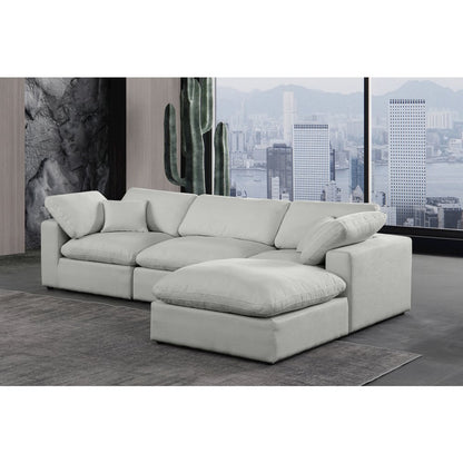 Comfy Grey Linen Textured Fabric Modular Sectional