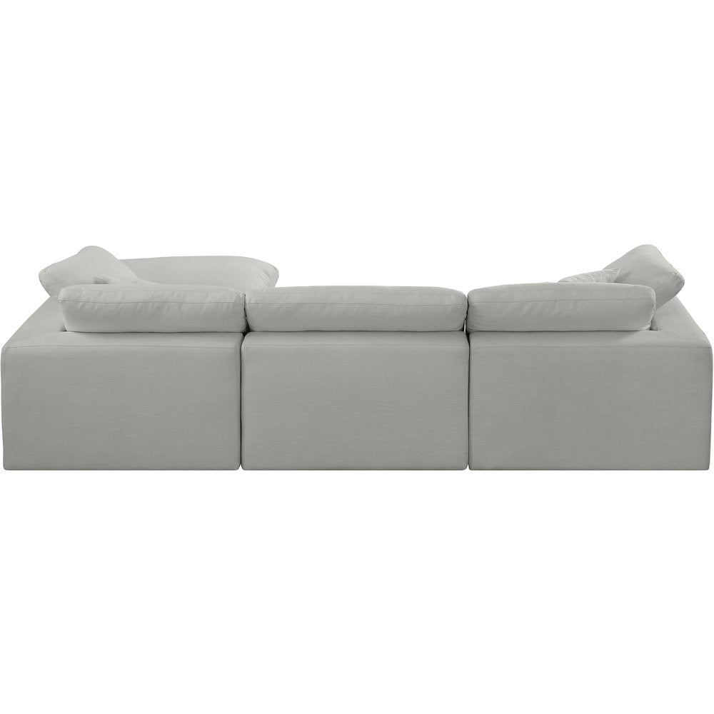 Comfy Grey Linen Textured Fabric Modular Sectional