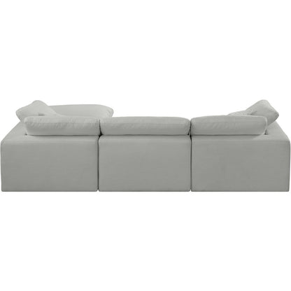 Comfy Grey Linen Textured Fabric Modular Sectional