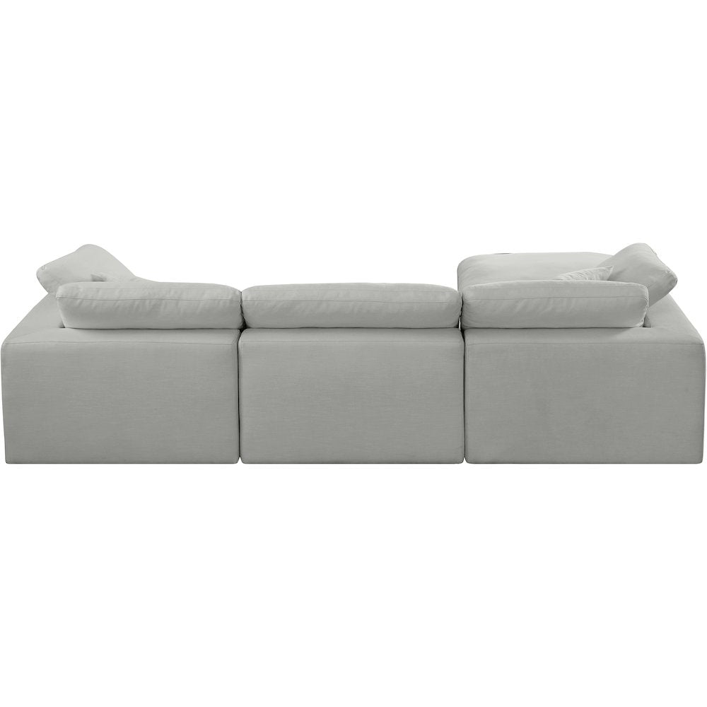 Comfy Grey Linen Textured Fabric Modular Sectional